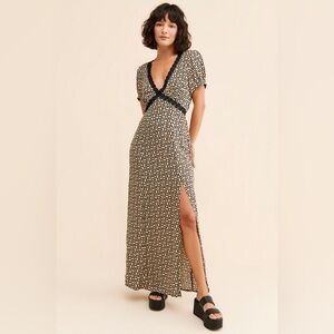Free People Black and Cream Maxi Dress